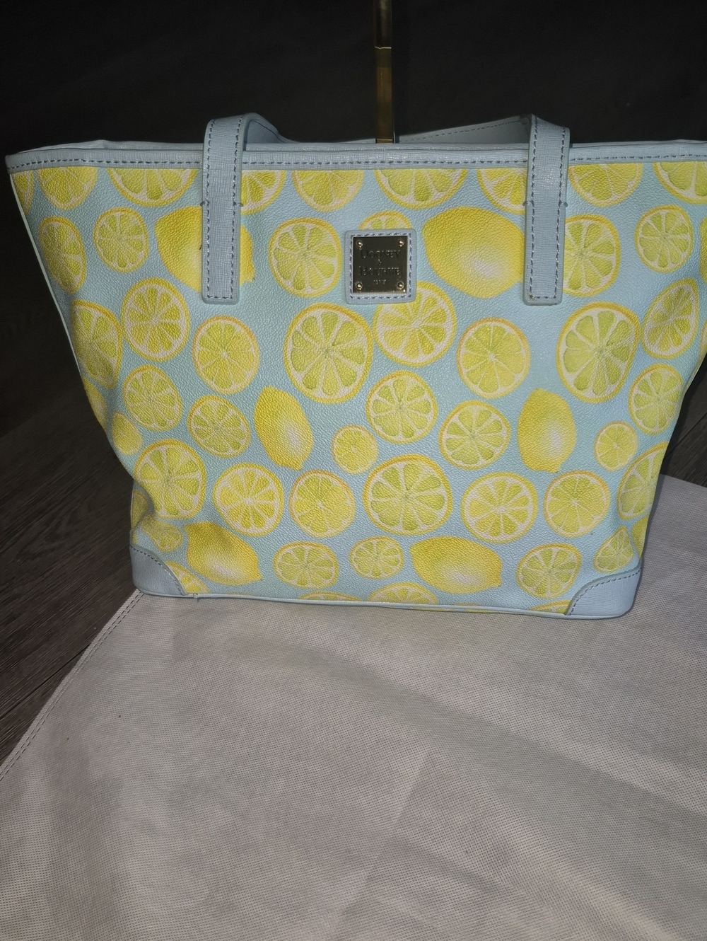 Dooney & Bourke Limited Edition Charleston Sky Blue Tote Lemon Print